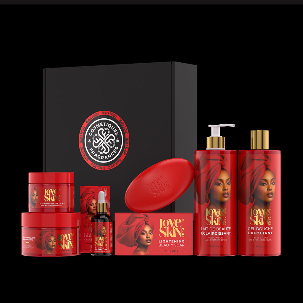 Pack Évolution Love Skin Plus – routine complète éclaircissante et hydratante, six produits pour un éclat durable, promo Black Friday Sénégal