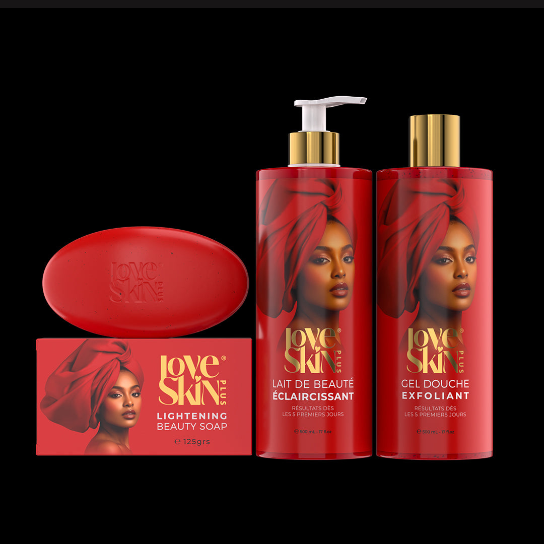 Routine unifiante Love Skin Plus – trio éclat pour peau douce et uniforme, texture légère et parfum délicat, offre Black Friday Dakar